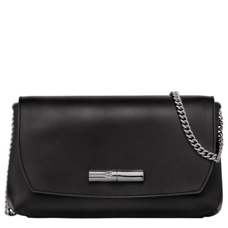 Black Longchamp Roseau Clutch | SN-LCMP48150