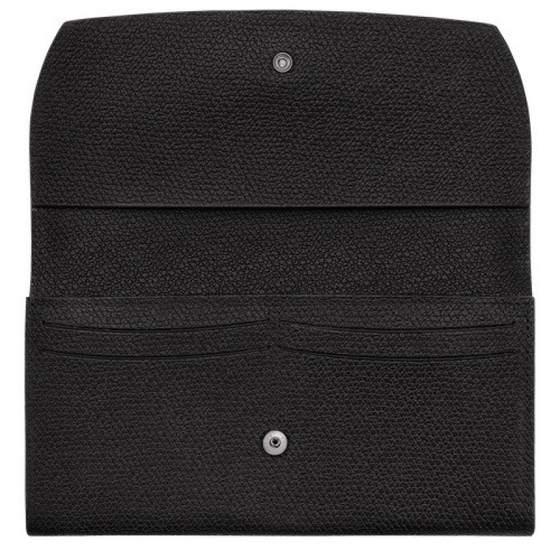 Black Longchamp Roseau Continental Wallet | SN-LCMP48282