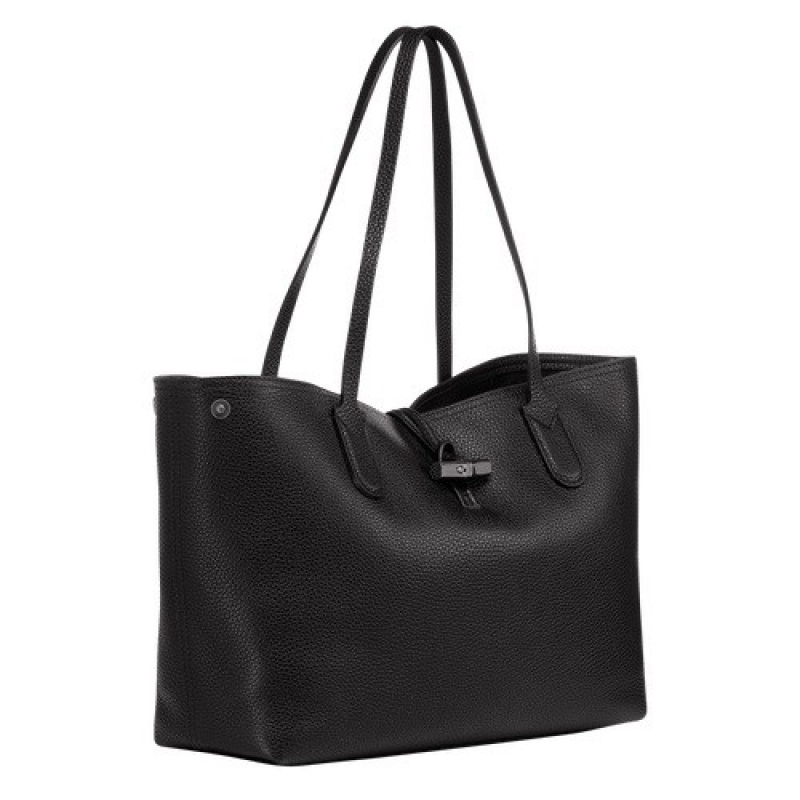 Black Longchamp Roseau Essential L Tote Bag | SN-LCMP48004