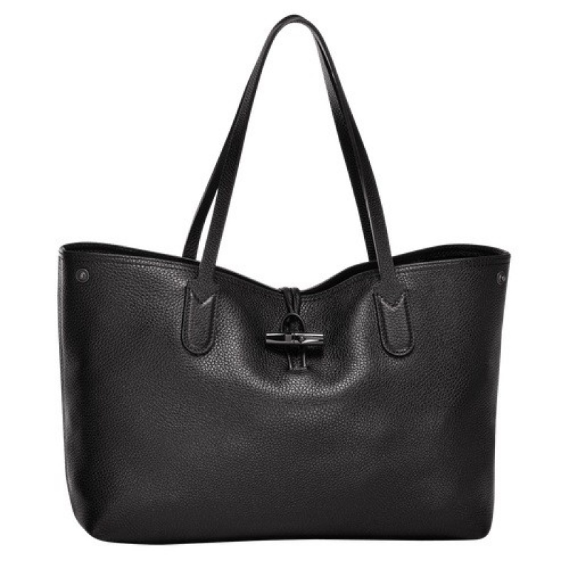 Black Longchamp Roseau Essential L Tote Bag | SN-LCMP48004