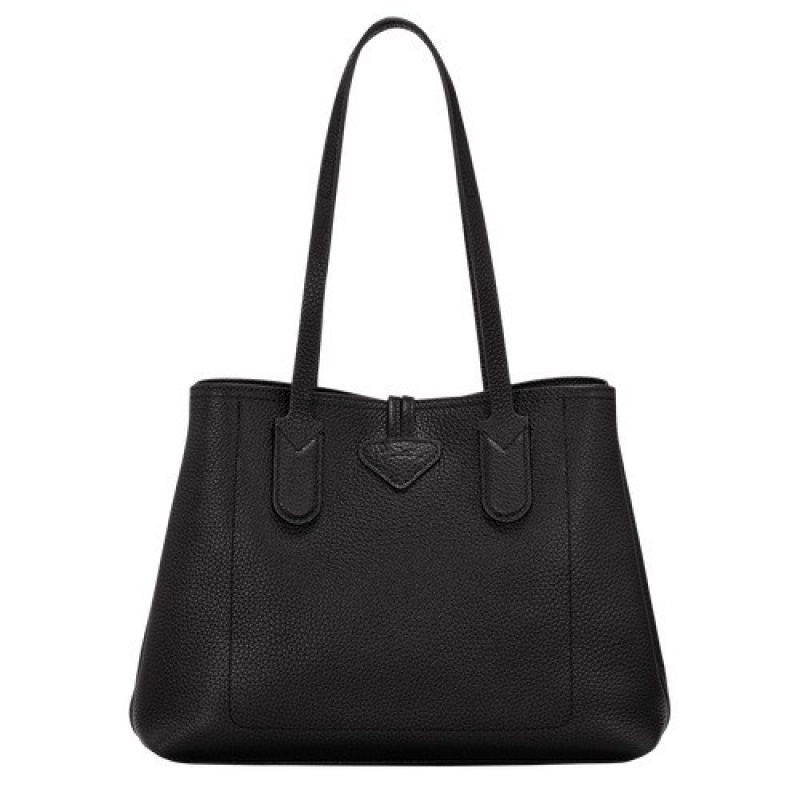 Black Longchamp Roseau Essential M Tote Bag | SN-LCMP48011