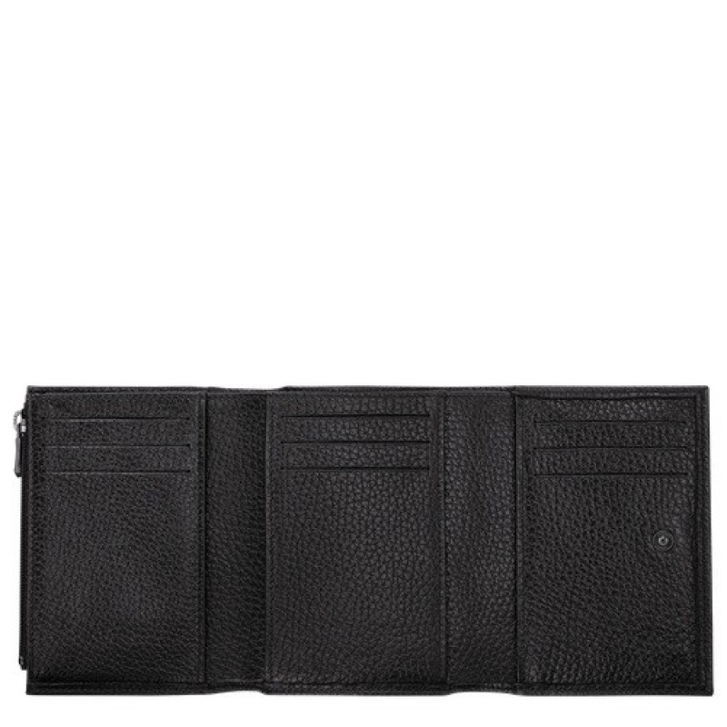 Black Longchamp Roseau Essential Wallet | SN-LCMP48294