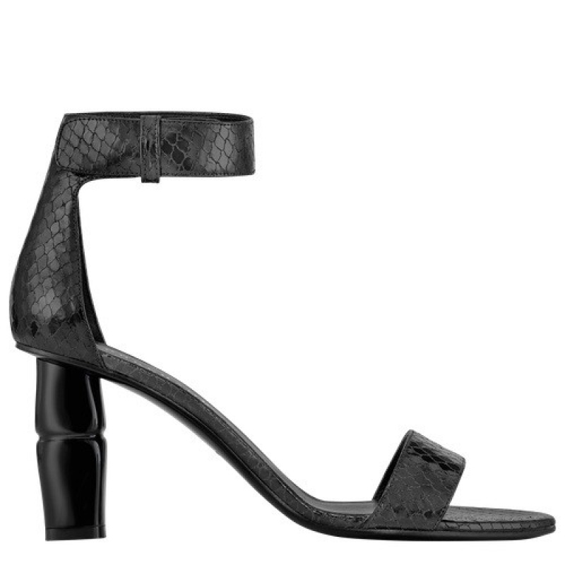 Black Longchamp Roseau High Heel Sandals | SN-LCMP48821