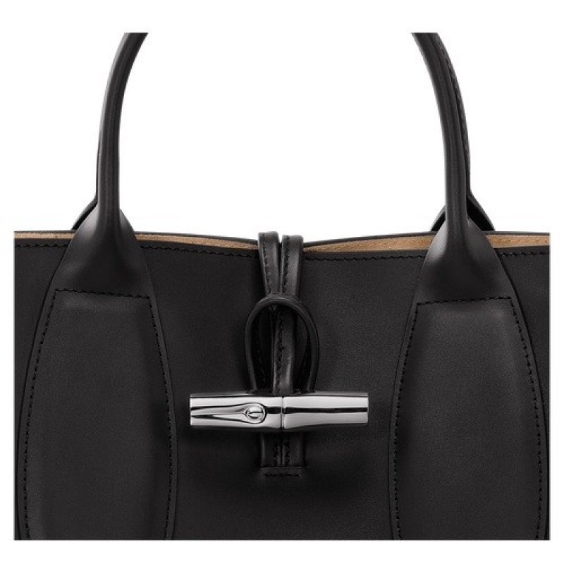 Black Longchamp Roseau M Handbag | SN-LCMP47775