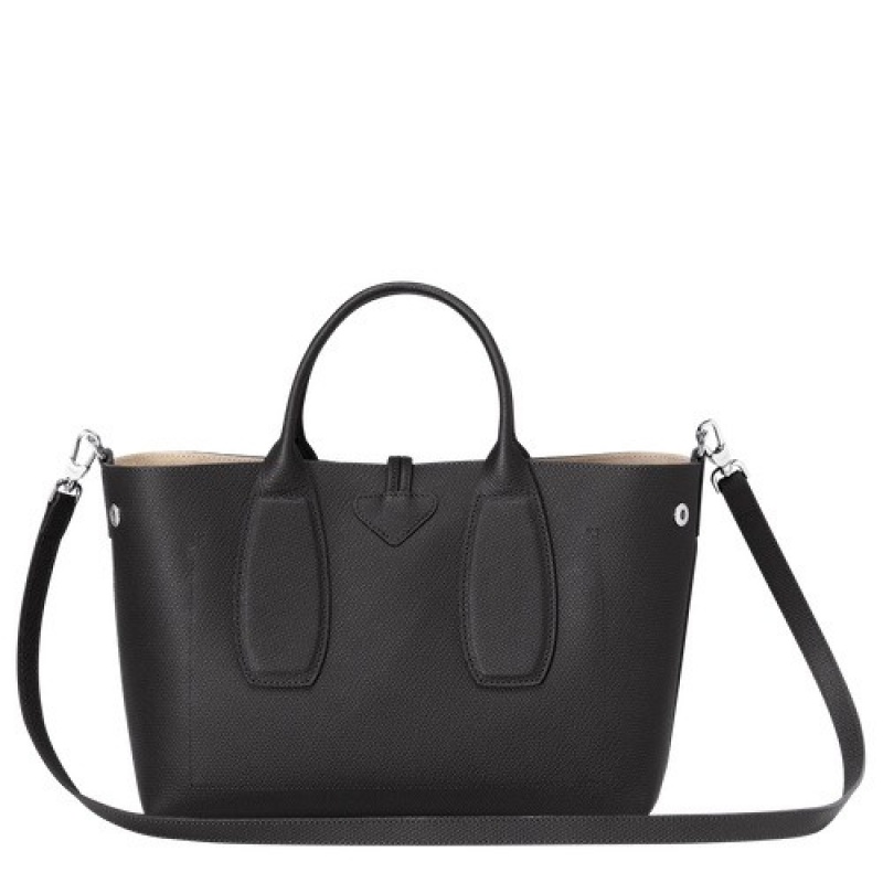 Black Longchamp Roseau M Handbag | SN-LCMP47771