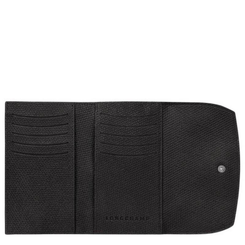 Black Longchamp Roseau Wallet | SN-LCMP48292