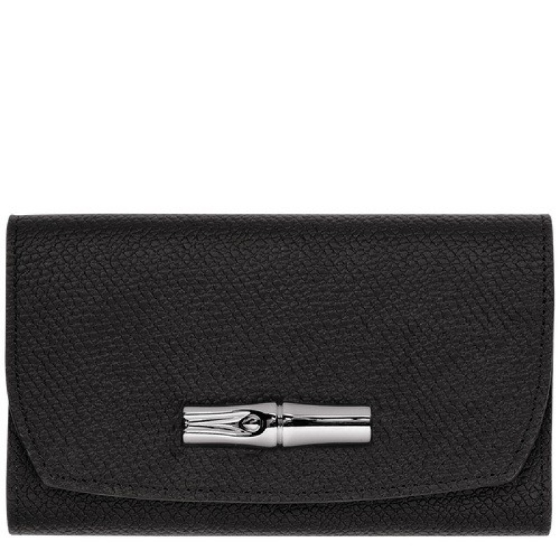 Black Longchamp Roseau Wallet | SN-LCMP48292