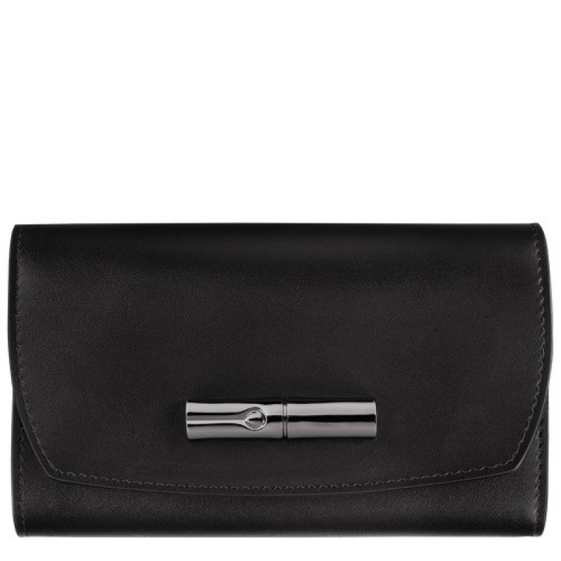 Black Longchamp Roseau Wallet | SN-LCMP48296