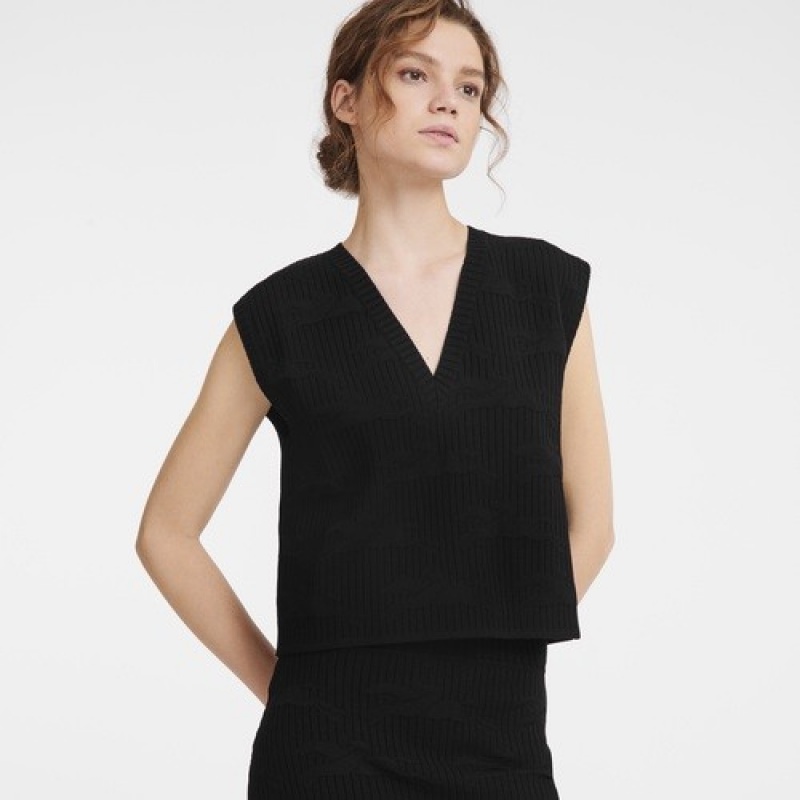 Black Longchamp Sleeveless Sweater | SN-LCMP48747