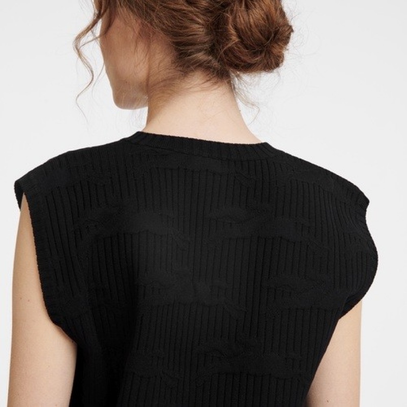 Black Longchamp Sleeveless Sweater | SN-LCMP48747