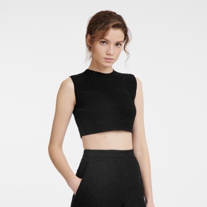 Black Longchamp Sleeveless Top | SN-LCMP48722