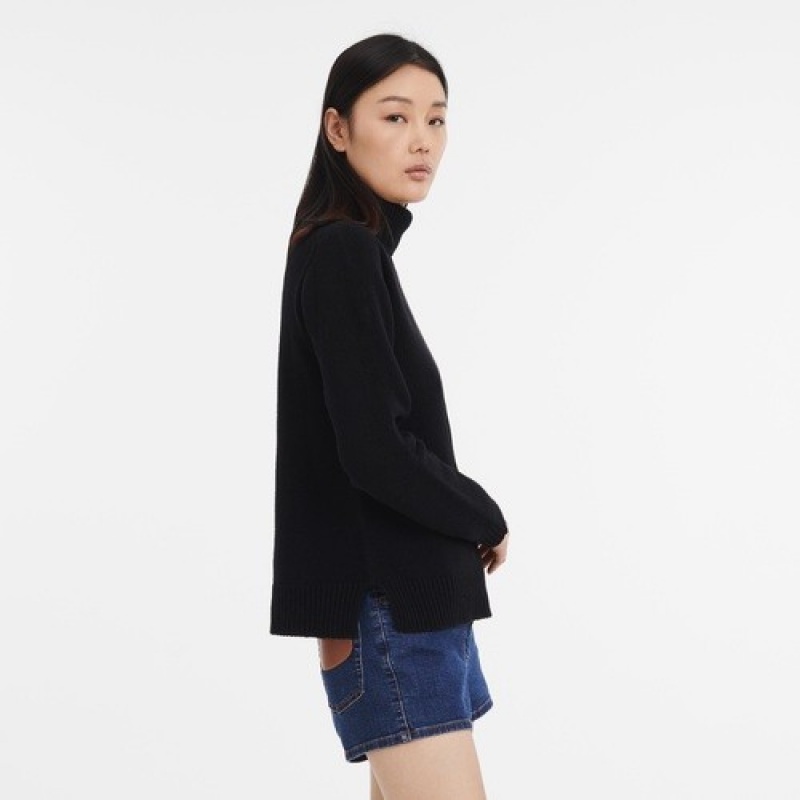 Black Longchamp Turtleneck Sweater | SN-LCMP48707