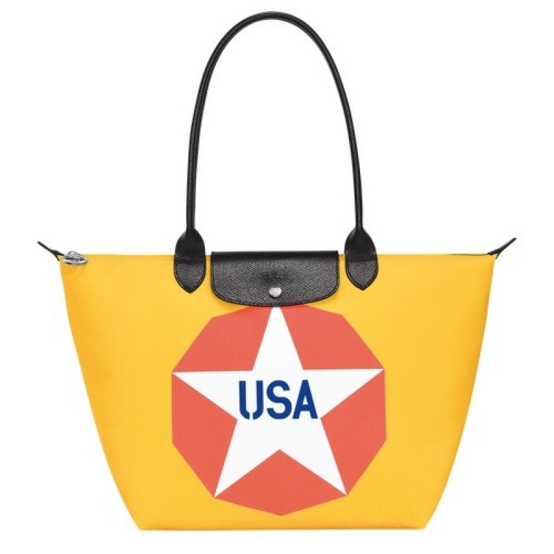 Blue Longchamp X Robert Indiana L Tote Bag | SN-LCMP47963