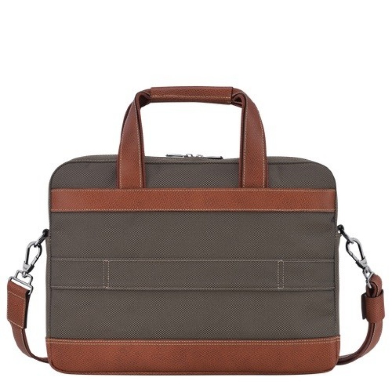 Brown Longchamp Boxford S Briefcase | SN-LCMP49032