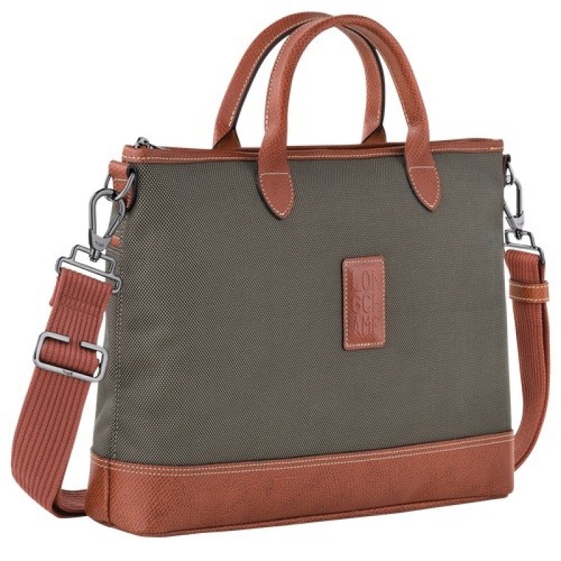 Brown Longchamp Boxford S Briefcase | SN-LCMP49035