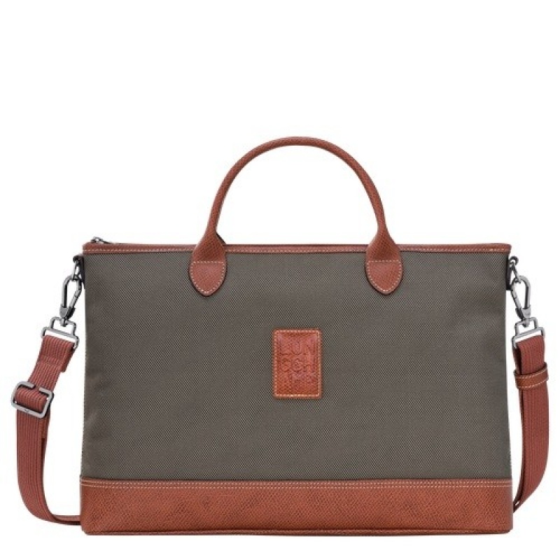 Brown Longchamp Boxford S Briefcase | SN-LCMP49035