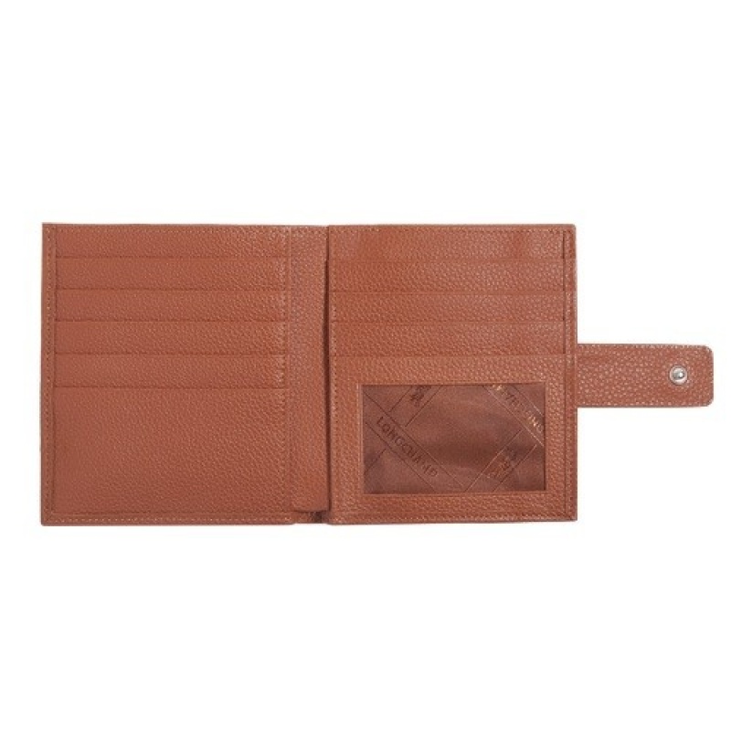 Caramel Longchamp Le Foulonné Compact Wallet | SN-LCMP48261