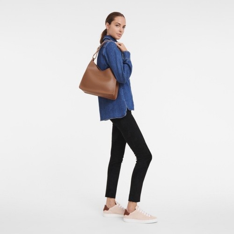 Caramel Longchamp Le Foulonné M Hobo Bag | SN-LCMP47992