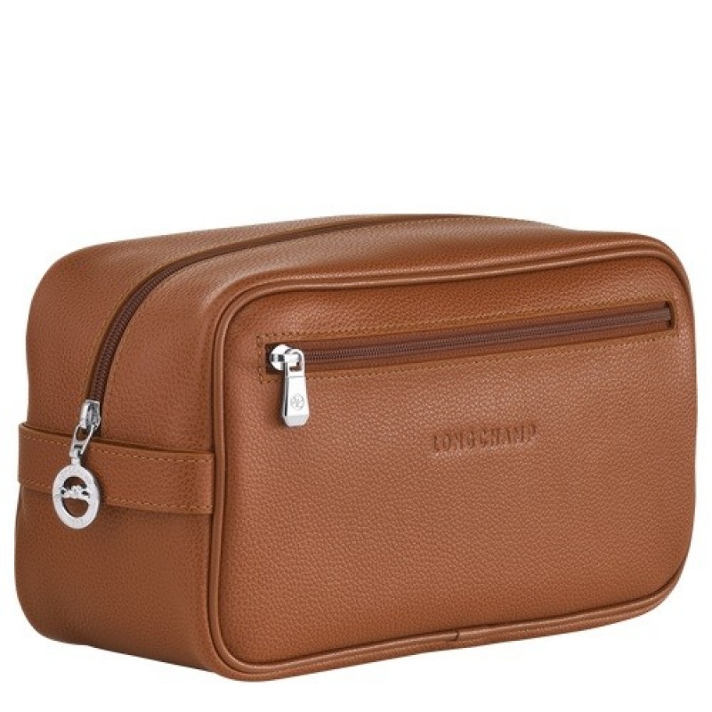 Caramel Longchamp Le Foulonné Toiletry Case | SN-LCMP49390