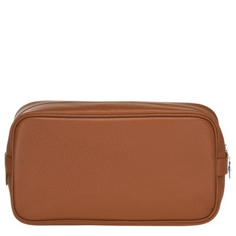 Caramel Longchamp Le Foulonné Toiletry Case | SN-LCMP49390