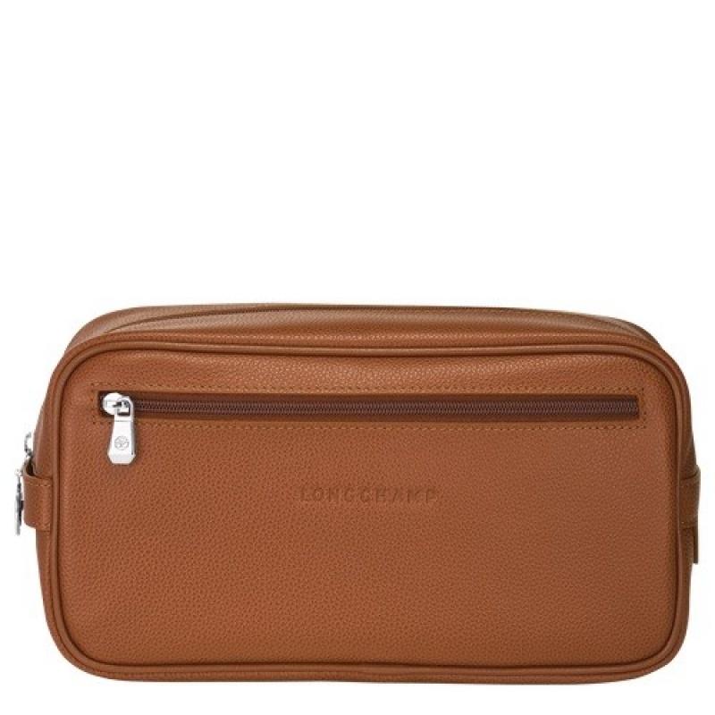 Caramel Longchamp Le Foulonné Toiletry Case | SN-LCMP49390