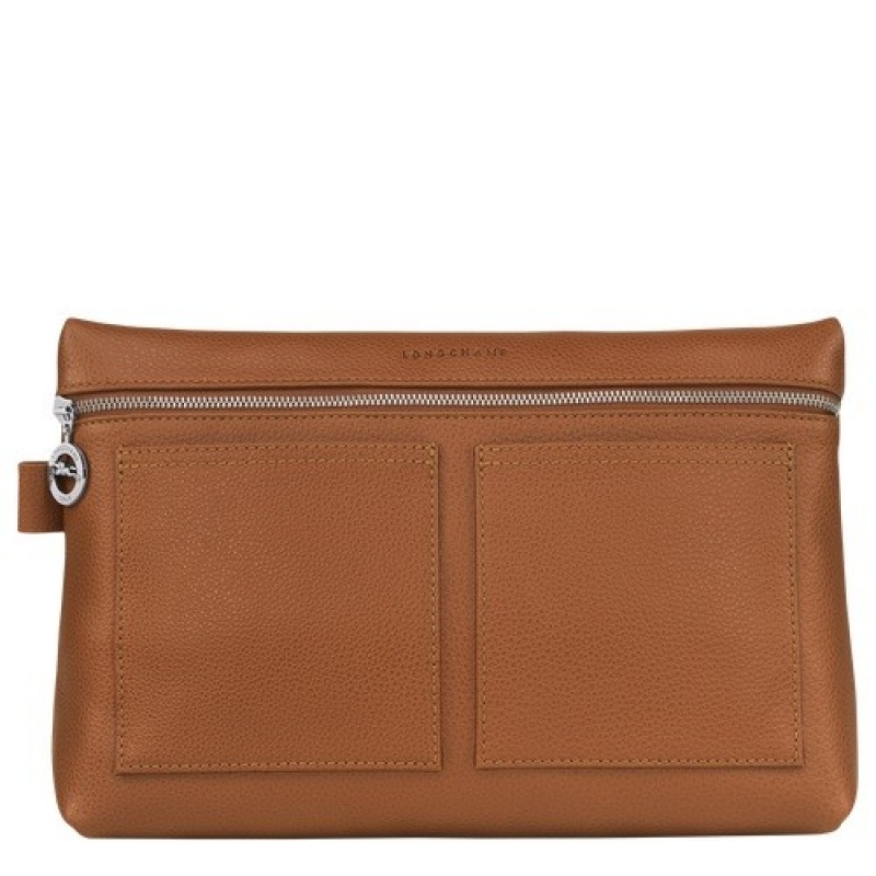 Caramel Longchamp Le Foulonné Toiletry Case | SN-LCMP49393