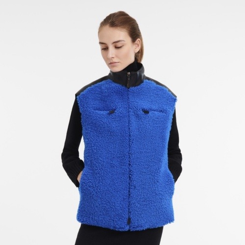 Cobalt Longchamp Sleeveless Cardigan | SN-LCMP48625