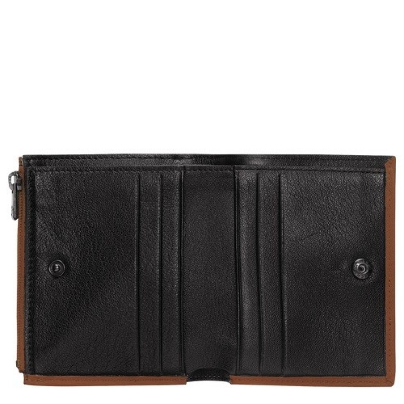 Cognac Longchamp 3d Wallet | SN-LCMP48247