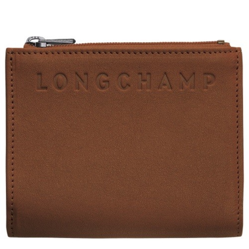 Cognac Longchamp 3d Wallet | SN-LCMP48247