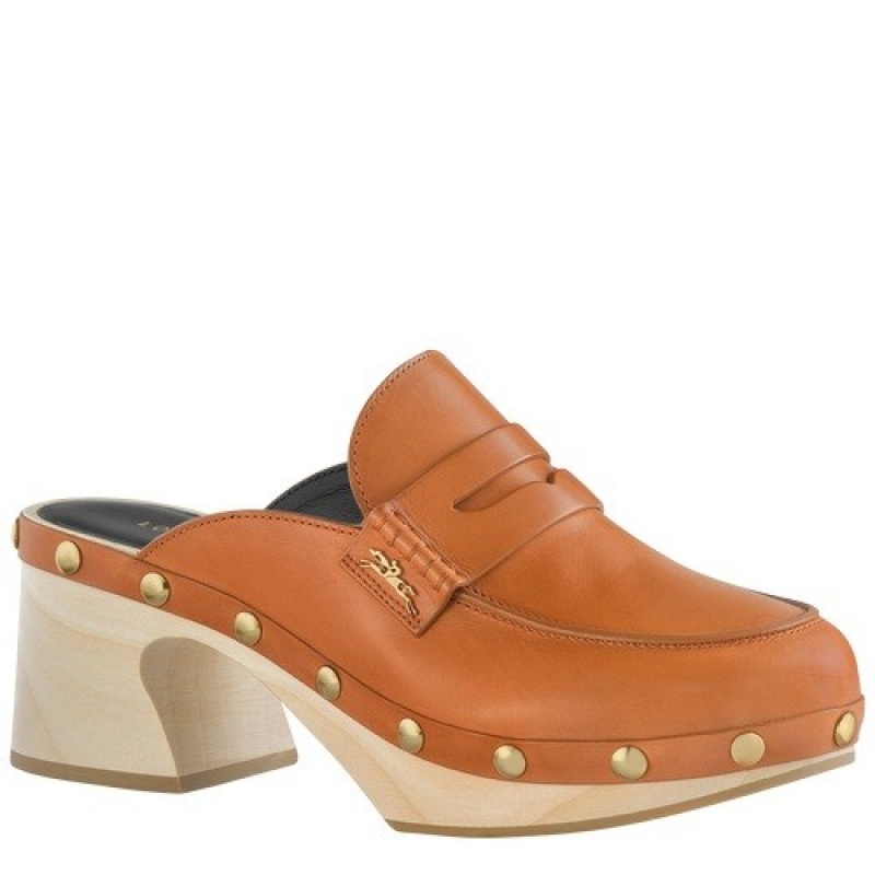 Cognac Longchamp La Cigale Clogs | SN-LCMP48817