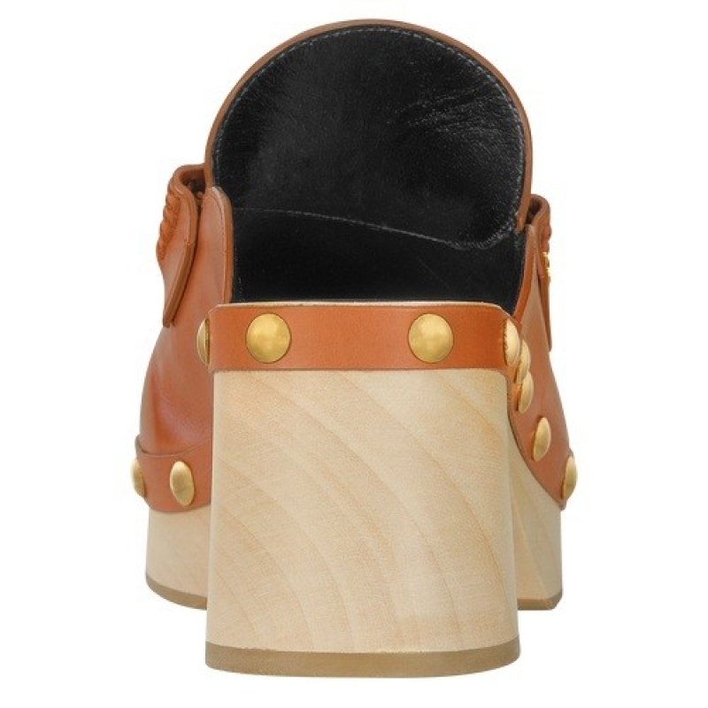 Cognac Longchamp La Cigale Clogs | SN-LCMP48817