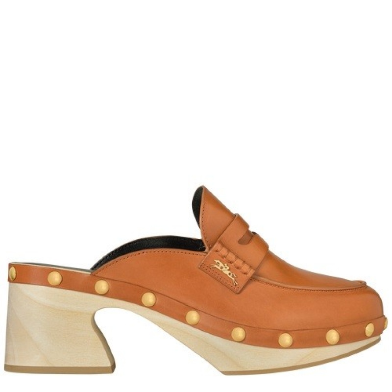 Cognac Longchamp La Cigale Clogs | SN-LCMP48817