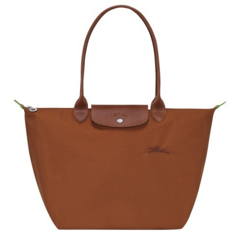 Cognac Longchamp Le Pliage Green L Tote Bag | SN-LCMP47975