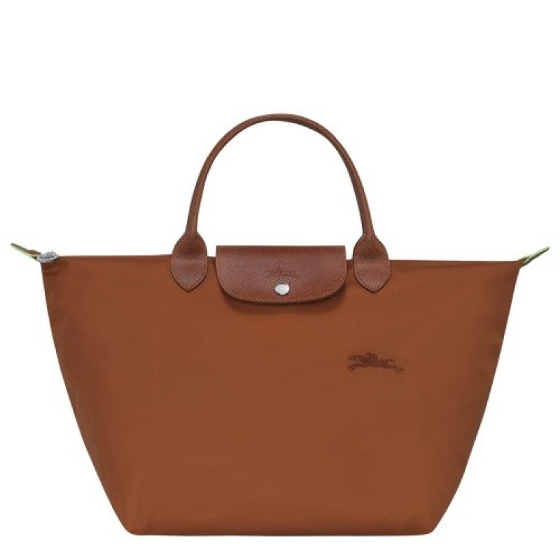 Cognac Longchamp Le Pliage Green M Handbag | SN-LCMP47716