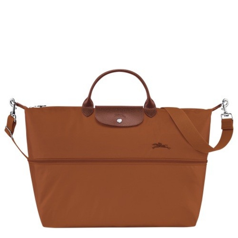 Cognac Longchamp Le Pliage Green Travel Bag Expandable | SN-LCMP49313