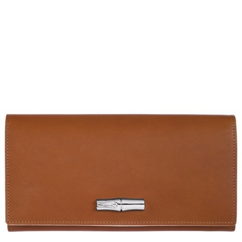 Cognac Longchamp Roseau Continental Wallet | SN-LCMP48278