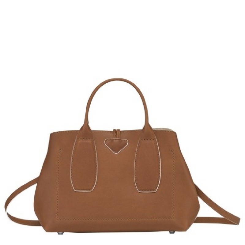 Cognac Longchamp Roseau M Handbag | SN-LCMP47763