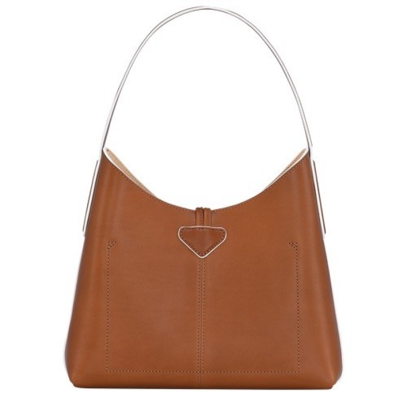 Cognac Longchamp Roseau M Hobo Bag | SN-LCMP47994