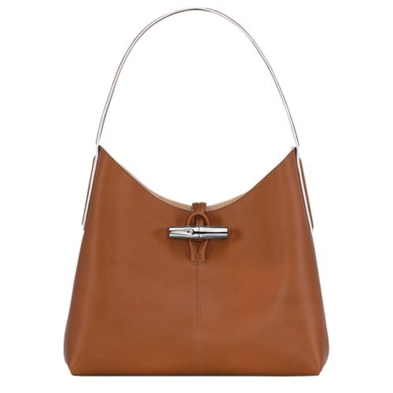 Cognac Longchamp Roseau M Hobo Bag | SN-LCMP47994