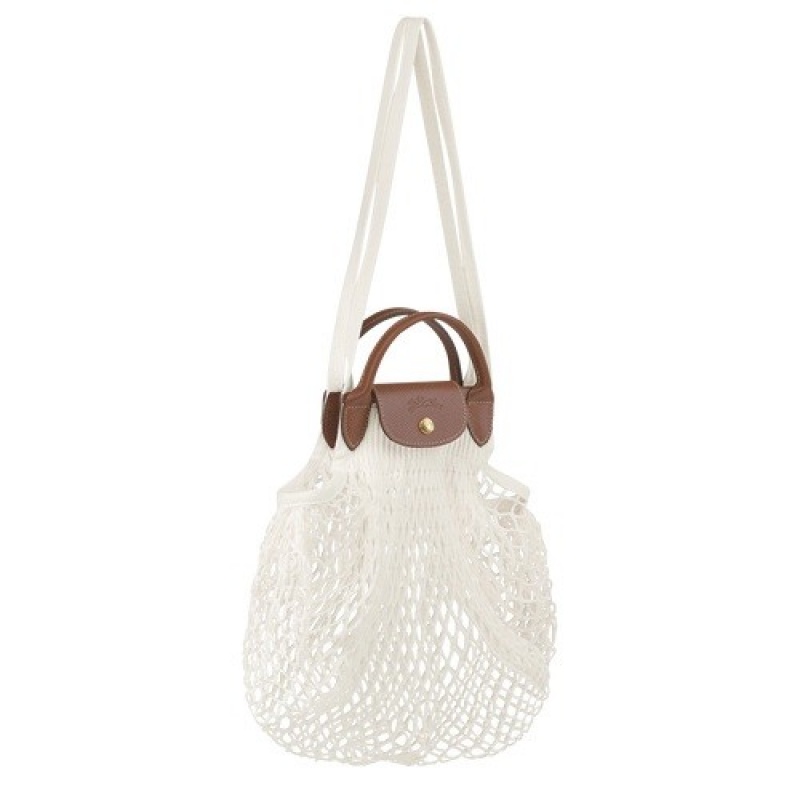 Ecru Longchamp Le Pliage Filet L Mesh Bag | SN-LCMP47781