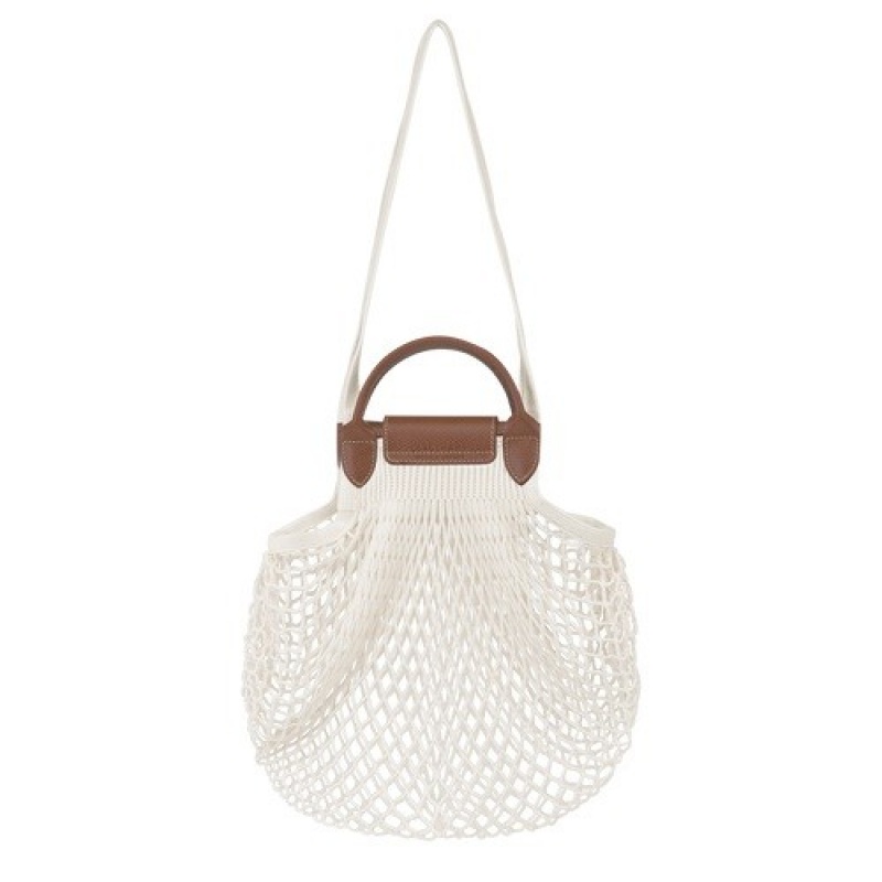 Ecru Longchamp Le Pliage Filet L Mesh Bag | SN-LCMP47781