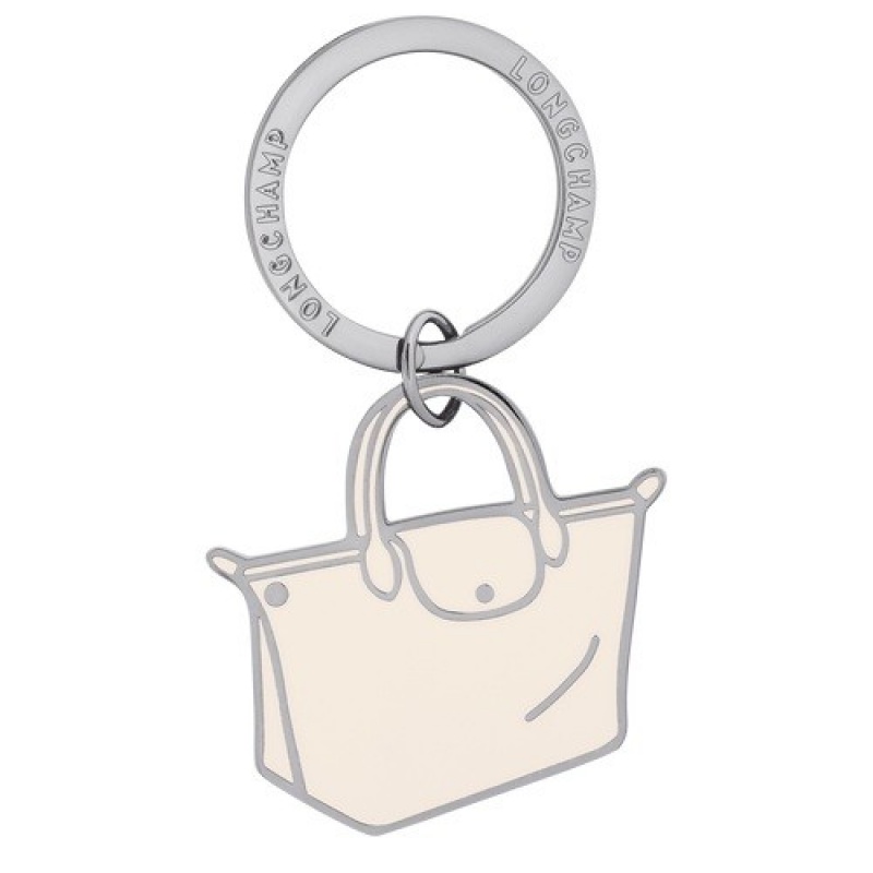 Ecru Longchamp Le Pliage Key Rings | SN-LCMP48471