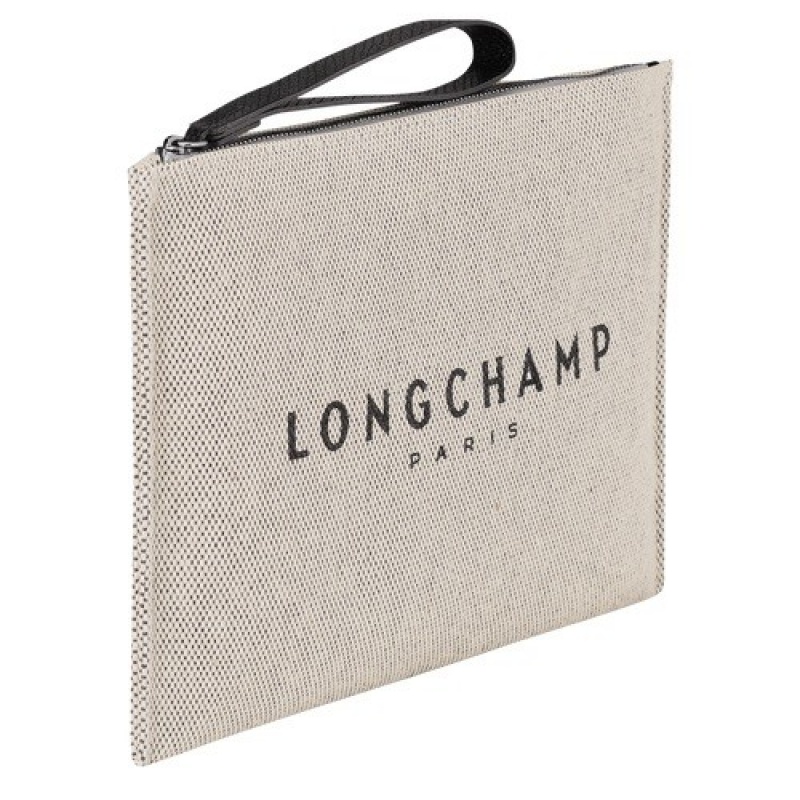 Ecru Longchamp Roseau Pouch | SN-LCMP48381