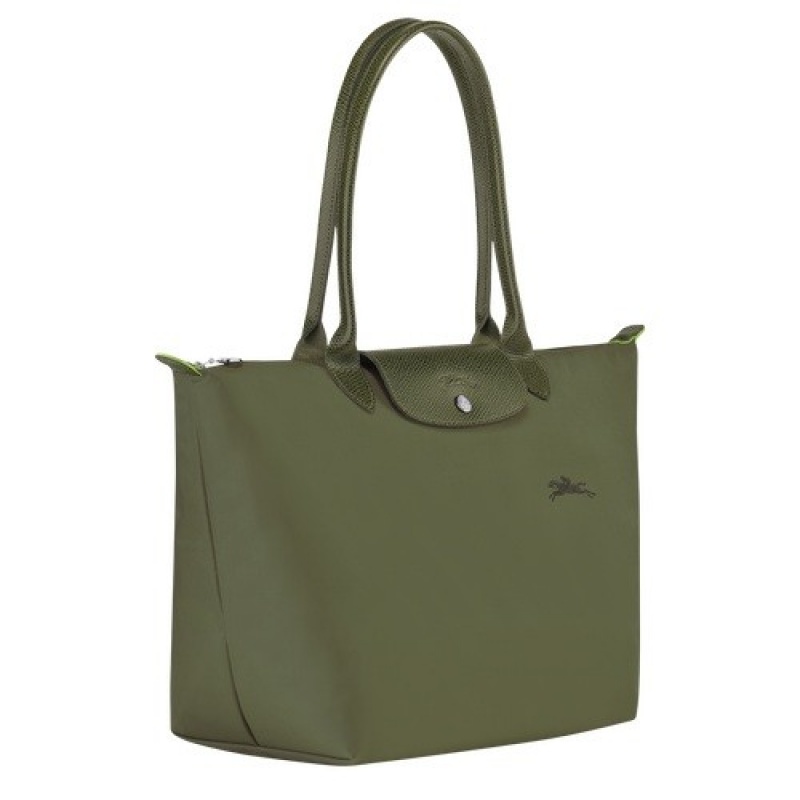 Forest Longchamp Le Pliage Green L Tote Bag | SN-LCMP47976