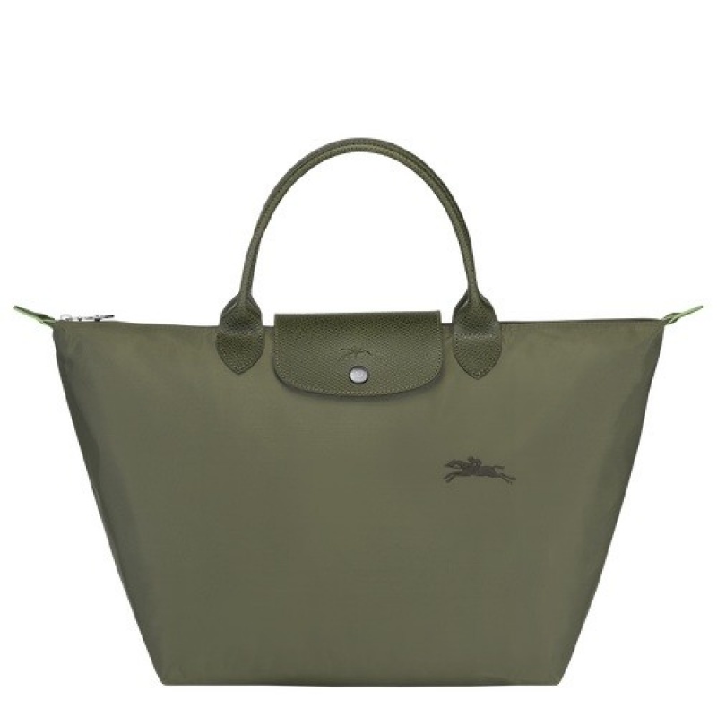 Forest Longchamp Le Pliage Green M Handbag | SN-LCMP47717