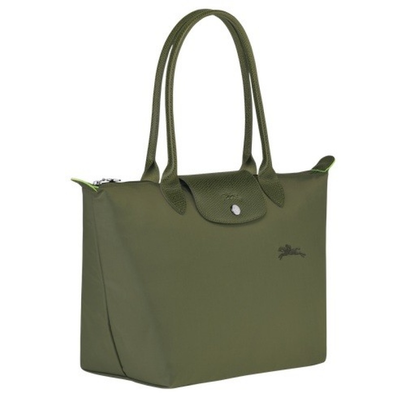 Forest Longchamp Le Pliage Green M Tote Bag | SN-LCMP47970