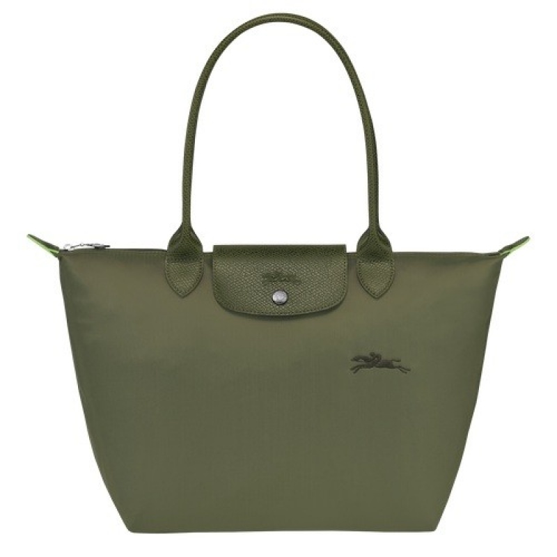 Forest Longchamp Le Pliage Green M Tote Bag | SN-LCMP47970