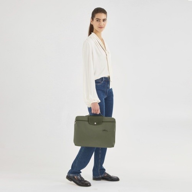 Forest Longchamp Le Pliage Green S Briefcase | SN-LCMP49021