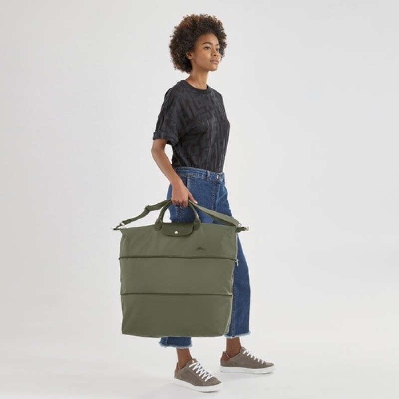 Forest Longchamp Le Pliage Green Travel Bag Expandable | SN-LCMP49330