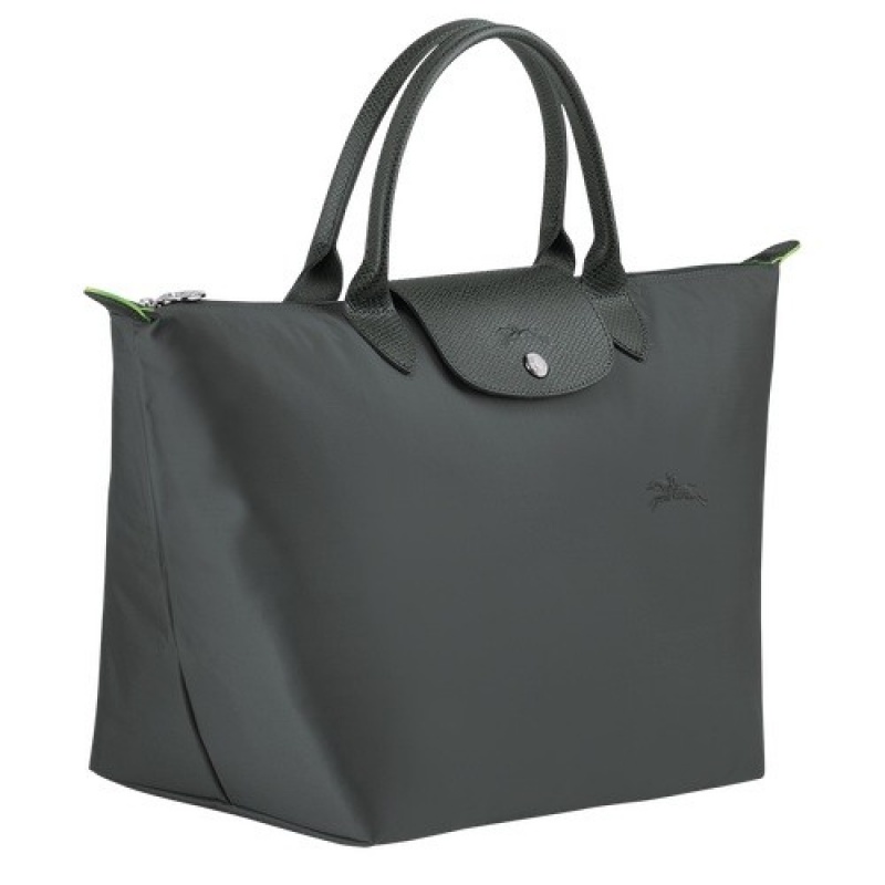 Graphite Longchamp Le Pliage Green M Handbag | SN-LCMP47715